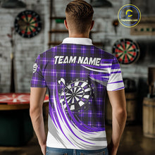 Load image into Gallery viewer, Personalized Purple Dartboard Plaid Mens Darts Shirt Custom Darts Jersey Team Polo &amp; 1/4 Zip TDM5327