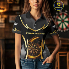 Load image into Gallery viewer, Gold Dartboard Lightning Darts Polo &amp; 1/4 Zip Custom Darts Shirt For Women, Darts Team Jersey TDM5334