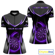 Load image into Gallery viewer, Purple Dartboard Lightning Darts Polo &amp; 1/4 Zip Custom Darts Shirt For Women, Darts Team Jersey TDM5335