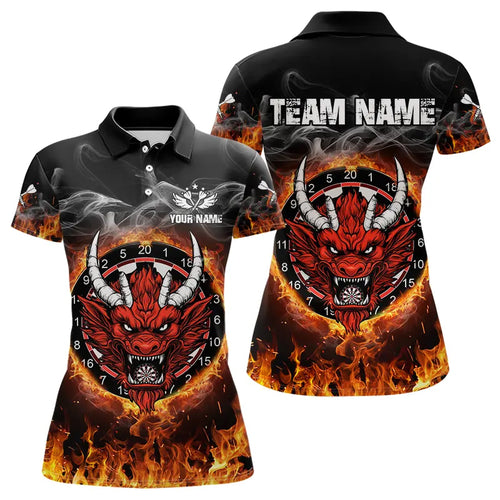 Personalized Fire Dartboard Dragon Dart Shirts For Women Custom Dart Team Jersey Polo & Quarter Zip TDM3807
