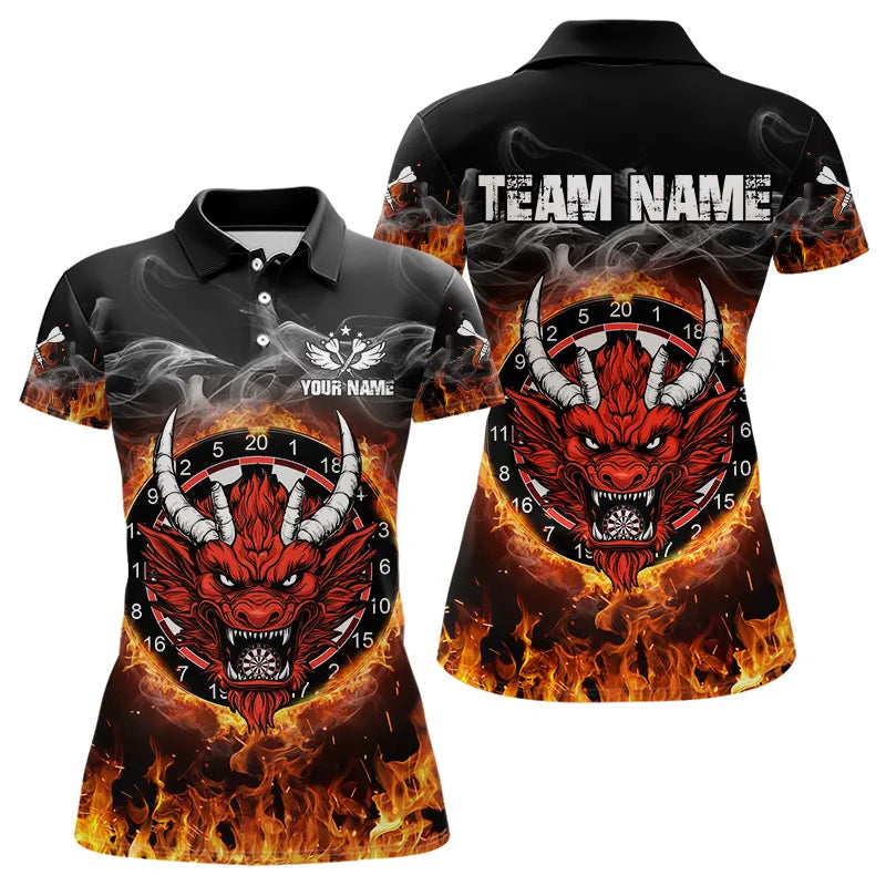 Personalized Fire Dartboard Dragon Dart Shirts For Women Custom Dart Team Jersey Polo & Quarter Zip TDM3807