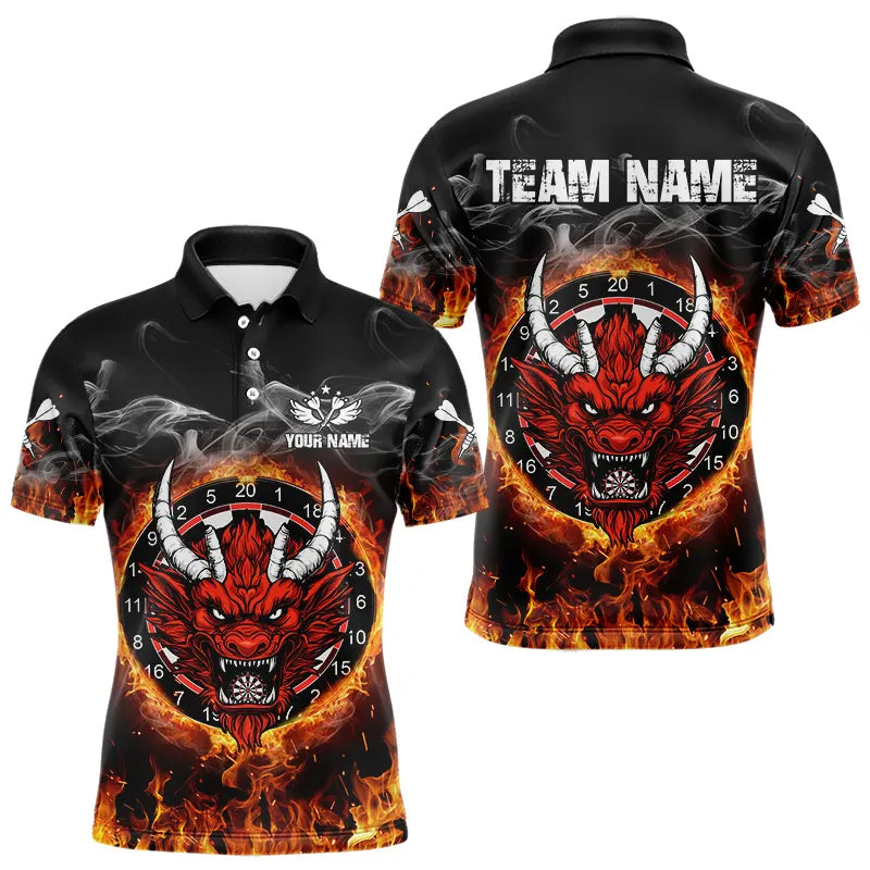 Personalized Fire Dartboard Dragon Dart Shirts For Men Custom Dart Team Jersey Polo & Quarter Zip TDM3807