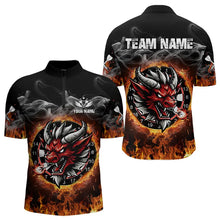 Load image into Gallery viewer, Personalized Fire Dartboard Dragon Dart Shirts For Men Custom Dart Team Jersey Polo &amp; Quarter Zip TDM3808