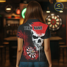 Load image into Gallery viewer, Personalized Red Grunge Skull Darts Shirt For Women Custom Darts Jersey Team Polo &amp; Quarter Zip TDM6430