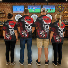 Load image into Gallery viewer, Personalized Red Grunge Skull Darts Shirt For Women Custom Darts Jersey Team Polo &amp; Quarter Zip TDM6430