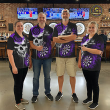 Load image into Gallery viewer, Personalized Purple Grunge Skull Darts Shirt For Women Custom Darts Jersey Team Polo &amp; 1/4 Zip TDM6431