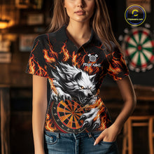 Load image into Gallery viewer, Custom Orange Dartboard Wolf Darts Shirt For Women, Fire Darts Team Jersey Polo &amp; Quarter Zip TDM6433