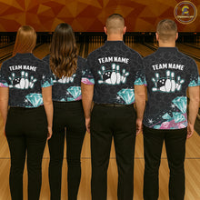 Load image into Gallery viewer, Funny Pink And Turquoise Diamonds Bowling Shirt For Men, Custom Bowling Team Jersey Polo &amp; 1/4 Zip TDM6627