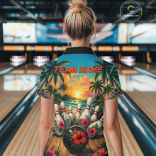 Load image into Gallery viewer, Personalized Hibiscus Summer Bowling Jersey, Ocean Scene Bowling Shirts Polo &amp; Quarter Zip For Women TDM6635