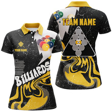 Load image into Gallery viewer, Personalized 9 Ball Billiard Shirts For Women Custom Grunge Yellow Black 9 Ball Pool Jerseys TDM1922