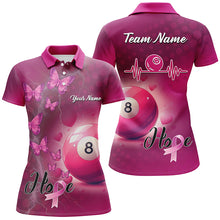 Load image into Gallery viewer, Pink 8 Ball Pool Billiard Shirts For Women Custom Name Breast Cancer Awareness Billiard Team Jerseys TDM2114