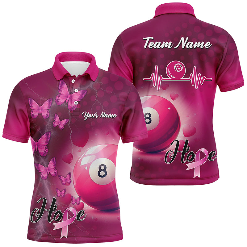 Pink 8 Ball Pool Billiard Shirts For Men Custom Name Breast Cancer Awareness Billiard Team Jerseys TDM2114