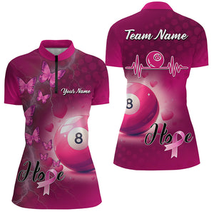 Pink 8 Ball Pool Billiard Shirts For Women Custom Name Breast Cancer Awareness Billiard Team Jerseys TDM2114