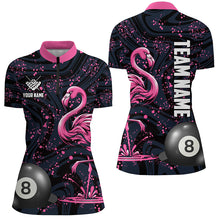 Load image into Gallery viewer, Pink Grunge Flamingo 8 Ball Pool Billiard Shirts For Women Custom Unique Billiard Jerseys Apparel TDM2117