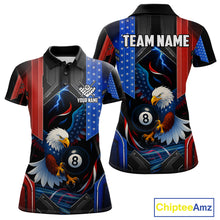 Load image into Gallery viewer, American Flag Eagle 8 Ball Billiard Polo &amp; 1/4 Zip For Women Custom Billiard Jersey, Pool Team Shirt TDM5112