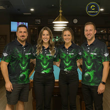 Load image into Gallery viewer, Personalized Dragon 8 Ball Fire Flame 3D Billiard Shirt For Men, Billiard League Team Jersey|Green TDM5594