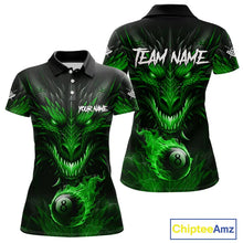 Load image into Gallery viewer, Personalized Dragon 8 Ball Fire Flame 3D Billiard Shirt For Women, Billiard League Team Jersey|Green TDM5594