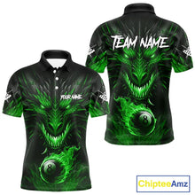 Load image into Gallery viewer, Personalized Dragon 8 Ball Fire Flame 3D Billiard Shirt For Men, Billiard League Team Jersey|Green TDM5594