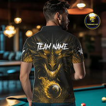 Load image into Gallery viewer, Personalized Dragon 8 Ball Fire Flame 3D Billiard Shirt For Men, Billiard League Team Jersey|Yellow TDM5595