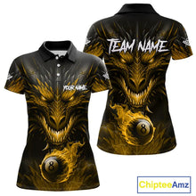 Load image into Gallery viewer, Personalized Dragon 8 Ball Fire Flame 3D Billiard Shirt For Women, Billiard League Team Jersey|Yellow TDM5595