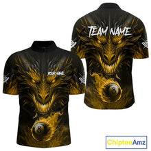 Load image into Gallery viewer, Personalized Dragon 8 Ball Fire Flame 3D Billiard Shirt For Men, Billiard League Team Jersey|Yellow TDM5595