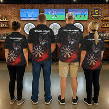 Load image into Gallery viewer, Black And Red Flaming Wolf Darts Polo &amp; Quarter Zip For Men Custom Darts Team Jersey TDM5830