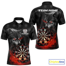 Load image into Gallery viewer, Black And Red Flaming Wolf Darts Polo &amp; Quarter Zip For Men Custom Darts Team Jersey TDM5830