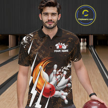 Load image into Gallery viewer, Personalized Skull Bowling Jersey For Men Custom Bowling Team Shirt Polo &amp; Quarter Zip | Orange TDM6205