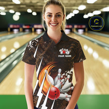 Load image into Gallery viewer, Personalized Skull Bowling Jersey For Women Custom Bowling Team Shirt Polo &amp; Quarter Zip | Orange TDM6205
