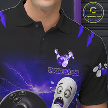 Load image into Gallery viewer, Funny Bowling Ball Custom Black And Purple Men’s Bowling Shirt, Bowling Team Jersey Polo &amp; 1/4 Zip TDM6212