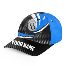 Load image into Gallery viewer, Personalized 8 Ball Pool Blue Billiard Hats, Custom Adjustable 3D Billiard Base Ball Caps For Pooler TDM1541