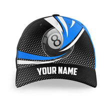 Load image into Gallery viewer, Personalized 8 Ball Pool Blue Billiard Hats, Custom Adjustable 3D Billiard Base Ball Caps For Pooler TDM1541