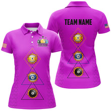 Load image into Gallery viewer, Personalized Billiard 8 Ball 9 Ball 10 Ball Shirt For Women, Unique Team Jersey Purple Billiard Shirt TDM2123