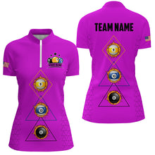 Load image into Gallery viewer, Personalized Billiard 8 Ball 9 Ball 10 Ball Shirt For Women, Unique Team Jersey Purple Billiard Shirt TDM2123