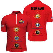Load image into Gallery viewer, Personalized Billiard 8 Ball 9 &amp; Ball 10 Ball Shirts For Men, Unique Team Jersey Red Billiard Shirt TDM2124