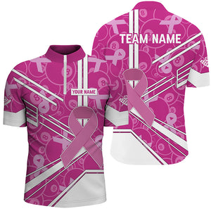 Pink Ribbon Breast Cancer Custom 8 Ball Pattern Billiard Shirts For Men, Pink Billiard Team Jerseys TDM2623