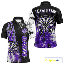 Load image into Gallery viewer, Personalized Purple Grunge Mens Dart Shirts Custom Dart Jerseys Team Polo &amp; 1/4 Zip, Darts Uniform TDM5120