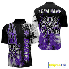 Load image into Gallery viewer, Personalized Purple Grunge Mens Dart Shirts Custom Dart Jerseys Team Polo &amp; 1/4 Zip, Darts Uniform TDM5120