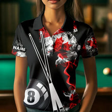 Load image into Gallery viewer, Personalized Canada Flag Smoke 8 Ball Pool Billiard Shirt For Women, Patriotic Billiard Team Jersey TDM3660