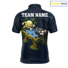 Load image into Gallery viewer, Blue Funny Tropical 8 Ball &amp; 9 Ball Billiard Shirt For Men Custom Pool Team Jersey Polo &amp; 1/4 Zip TDM6444