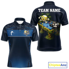 Load image into Gallery viewer, Blue Funny Tropical 8 Ball &amp; 9 Ball Billiard Shirt For Men Custom Pool Team Jersey Polo &amp; 1/4 Zip TDM6444