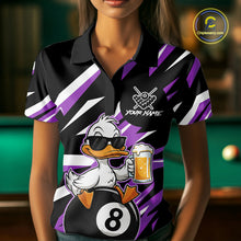 Load image into Gallery viewer, Custom Purple Funny Duck 8 Ball Pool Billiard Shirt For Women, Billiard Team Jersey Polo &amp; 1/4 Zip TDM6449