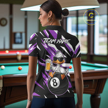 Load image into Gallery viewer, Custom Purple Funny Duck 8 Ball Pool Billiard Shirt For Women, Billiard Team Jersey Polo &amp; 1/4 Zip TDM6449