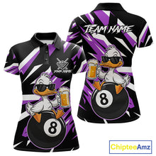 Load image into Gallery viewer, Custom Purple Funny Duck 8 Ball Pool Billiard Shirt For Women, Billiard Team Jersey Polo &amp; 1/4 Zip TDM6449