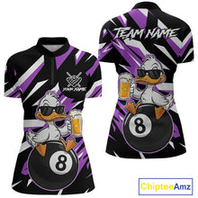 Load image into Gallery viewer, Custom Purple Funny Duck 8 Ball Pool Billiard Shirt For Women, Billiard Team Jersey Polo &amp; 1/4 Zip TDM6449
