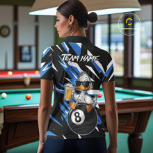 Load image into Gallery viewer, Custom Blue Funny Duck 8 Ball Pool Billiard Shirt For Women, Billiard Team Jersey Polo &amp; 1/4 Zip TDM6450