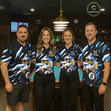Load image into Gallery viewer, Custom Blue Funny Duck 8 Ball Pool Billiard Shirt For Women, Billiard Team Jersey Polo &amp; 1/4 Zip TDM6450