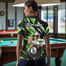 Load image into Gallery viewer, Custom Green Funny Duck 8 Ball Pool Billiard Shirt For Women, Billiard Team Jersey Polo &amp; 1/4 Zip TDM6451