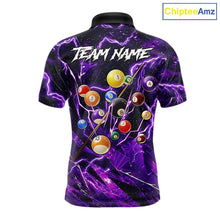 Load image into Gallery viewer, Purple Thunder Lightning Pool Balls Billiard Shirt For Men Custom Billiard Jersey Polo &amp; 1/4 Zip TDM6452