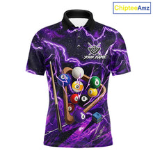 Load image into Gallery viewer, Purple Thunder Lightning Pool Balls Billiard Shirt For Men Custom Billiard Jersey Polo &amp; 1/4 Zip TDM6452